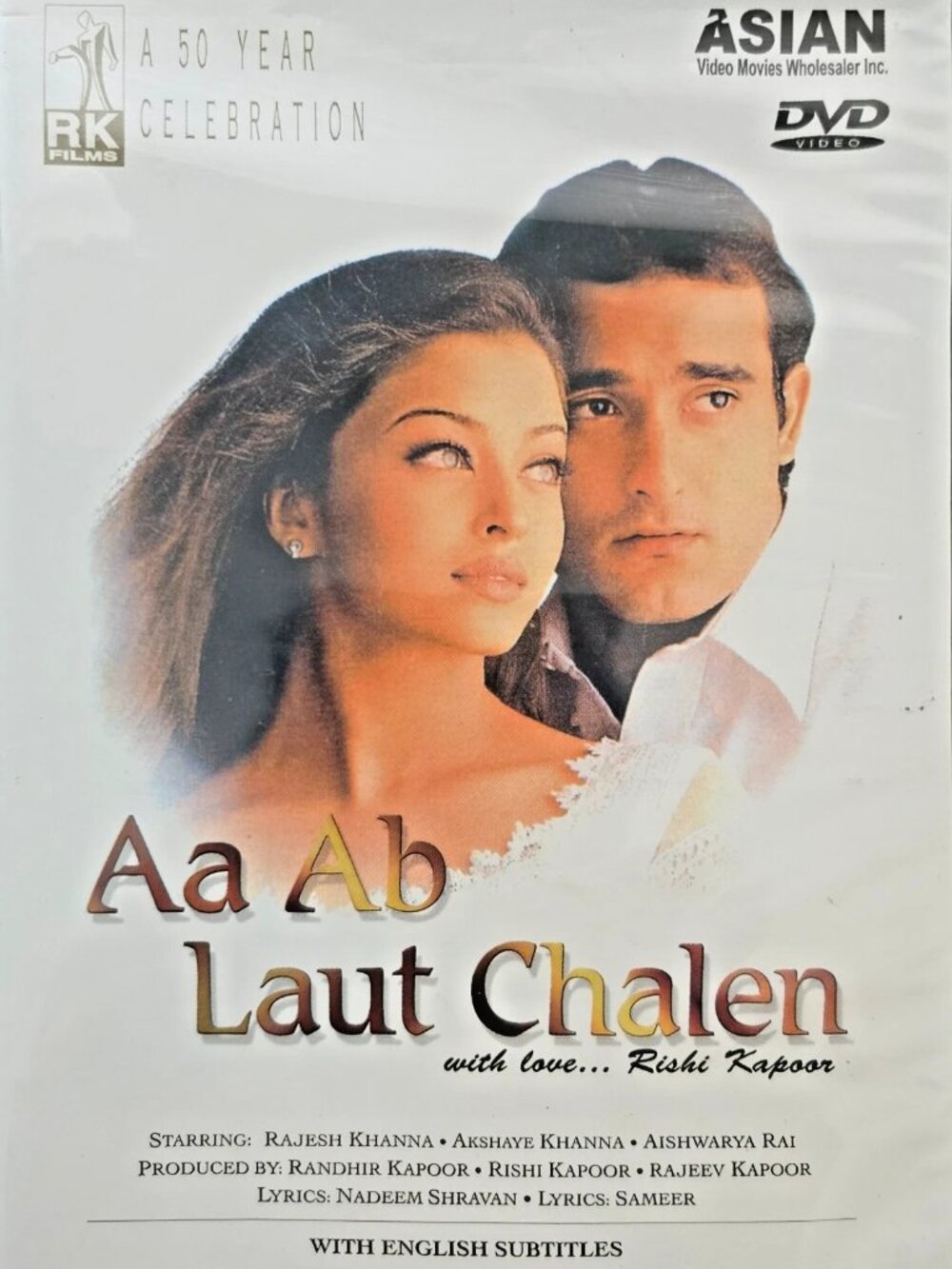 Aa Ab Laut Chalen, Bollywood MovieDVD- Akshaye Khanna, Aishwarya Rai/Subtitles
